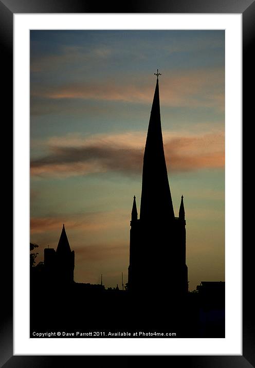 Chesterfield Crooked Spire Silhouette and Sunset Framed Mounted Print by Daves Photography