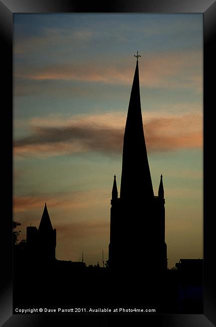 Chesterfield Crooked Spire Silhouette and Sunset Framed Print by Daves Photography
