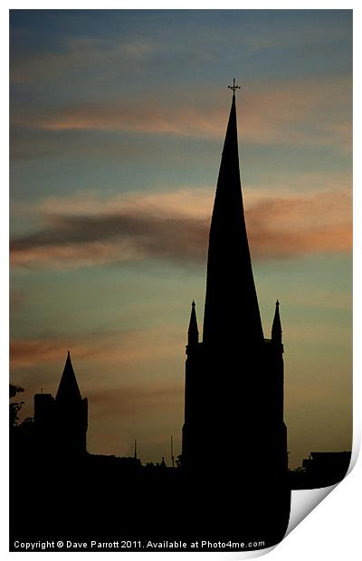 Chesterfield Crooked Spire Silhouette and Sunset Print by Daves Photography
