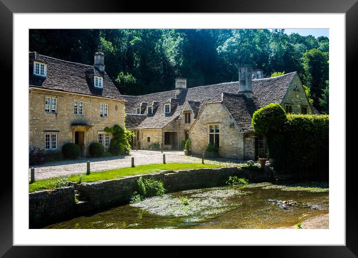 Quaint old houses in Castle Coombe, Wiltshire, UK. Framed Mounted Print by Peter Jarvis