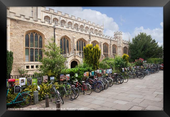 Great St. Marys Church bikes in Cambridge UK Framed Print by Simon Bratt LRPS