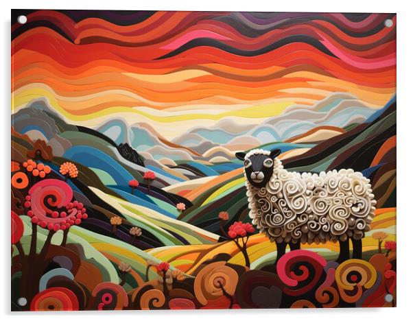 Swaledale Sheep Acrylic by Steve Smith