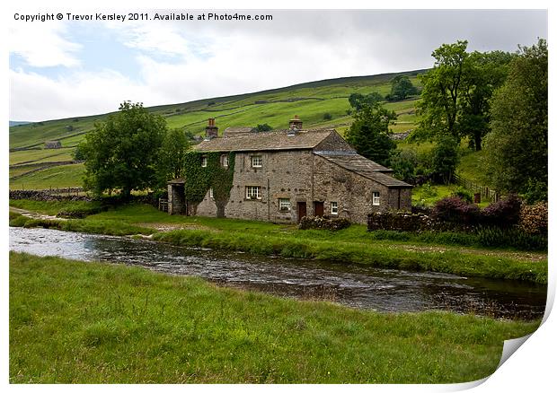 River Cottage - River Wharfe Print by Trevor Kersley RIP