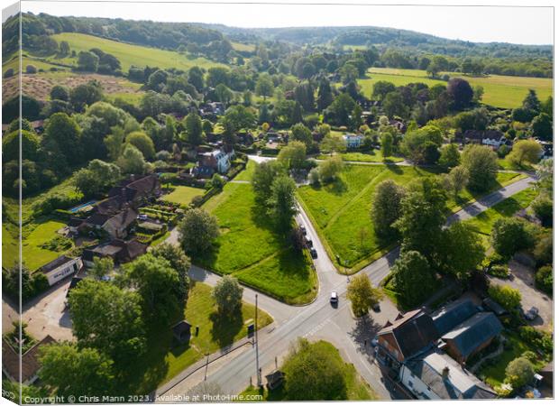 Aerial view of Shamley Green Surrey UK looking east Canvas Print by Chris Mann
