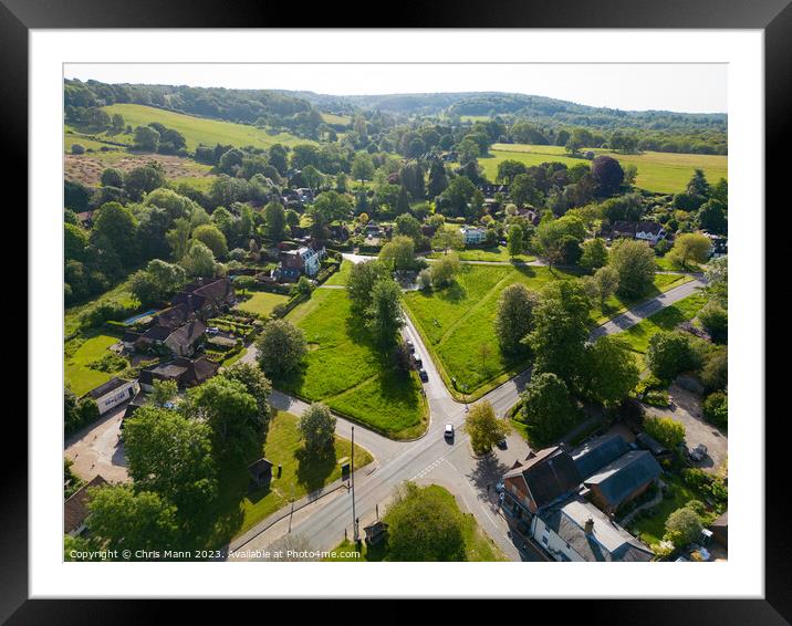 Aerial view of Shamley Green Surrey UK looking east Framed Mounted Print by Chris Mann
