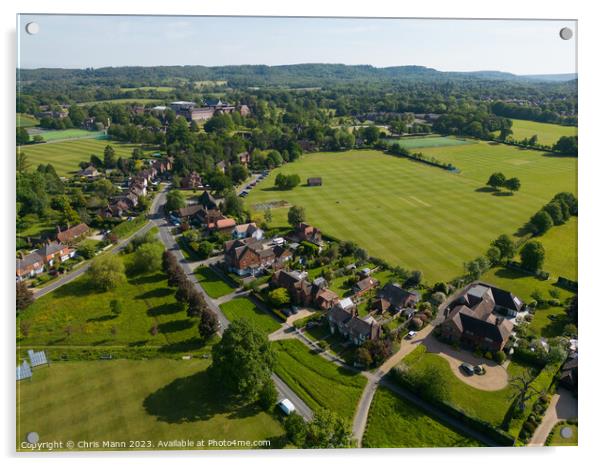 Aerial view of Cranleigh Surrey UK looking east Acrylic by Chris Mann