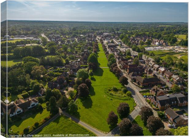 Aerial view of Cranleigh Surrey UK looking south Canvas Print by Chris Mann