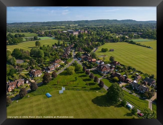 Aerial view of Cranleigh Surrey UK looking east Framed Print by Chris Mann