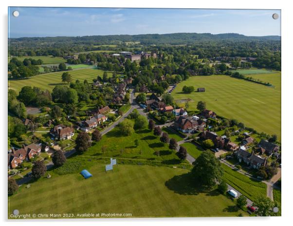 Aerial view of Cranleigh Surrey UK looking east Acrylic by Chris Mann