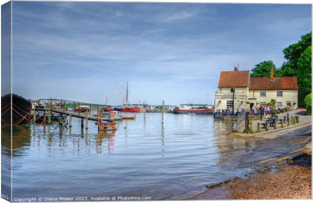 Pin Mill Waterfront  Canvas Print by Diana Mower