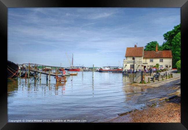 Pin Mill Waterfront  Framed Print by Diana Mower