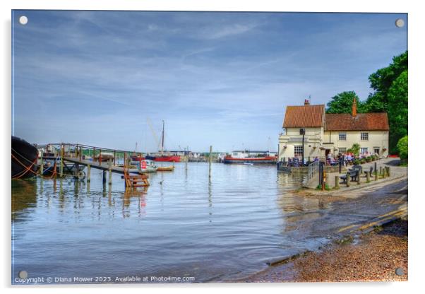 Pin Mill Waterfront  Acrylic by Diana Mower