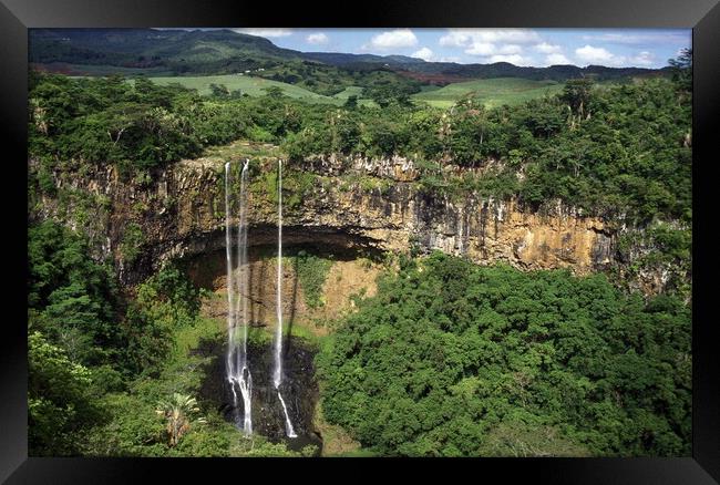 INDIAN OCEAN MAURITIUS CHAMAREL WATERFALL Framed Print by urs flueeler