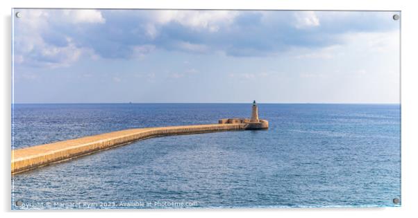 St Elmo's Lighthouse Valletta Acrylic by Margaret Ryan