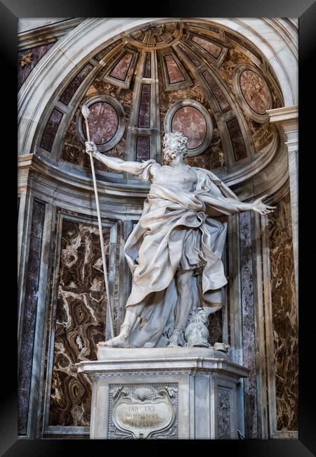 Saint Longinus With Spear In St Peter Basilica Framed Print by Artur Bogacki