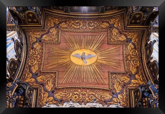 Dove of Holy Spirit in St Peter Basilica Framed Print by Artur Bogacki