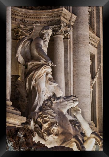 Oceanus Statue at Trevi Fountain in Rome Framed Print by Artur Bogacki