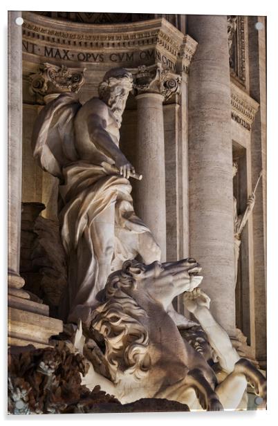 Oceanus Statue at Trevi Fountain in Rome Acrylic by Artur Bogacki