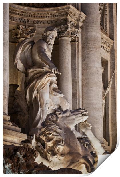 Oceanus Statue at Trevi Fountain in Rome Print by Artur Bogacki