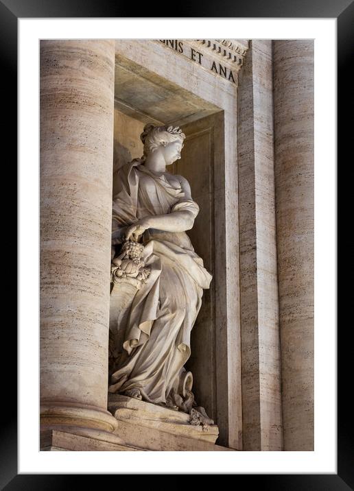 Statue of Abundance at Trevi Fountain in Rome Framed Mounted Print by Artur Bogacki