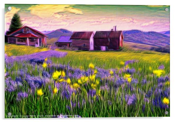 "Rural Retreat: Charming Old Farmhouses  Acrylic by Luigi Petro