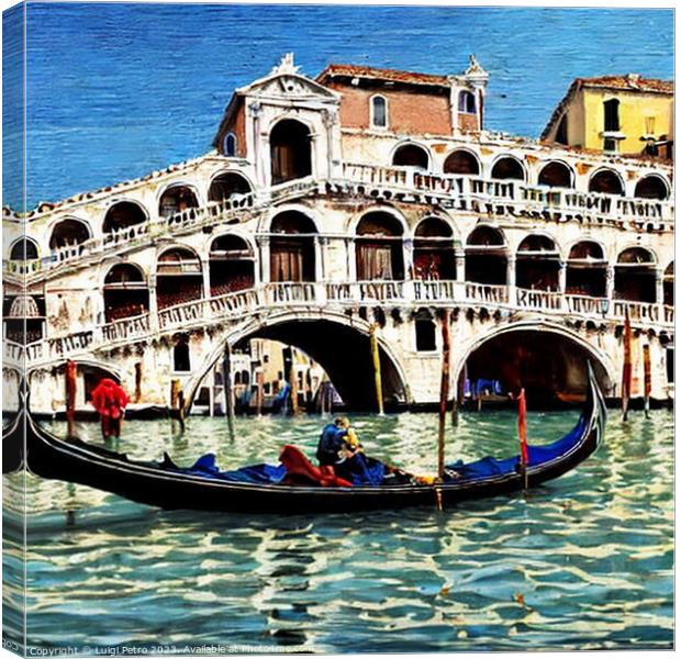 Gondolas on the Gran Canal in Venice, Italy. Canvas Print by Luigi Petro