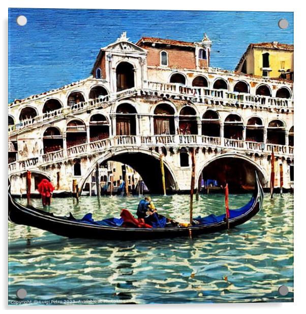 Gondolas on the Gran Canal in Venice, Italy. Acrylic by Luigi Petro