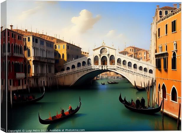  Gondolas Gliding Along the Grand Canal. Canvas Print by Luigi Petro