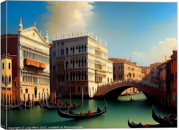 Serene Gondolas Glide Through Venice's Grand Canal Canvas Print by Luigi Petro