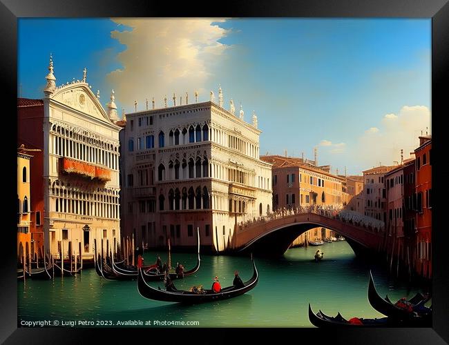 Serene Gondolas Glide Through Venice's Grand Canal Framed Print by Luigi Petro