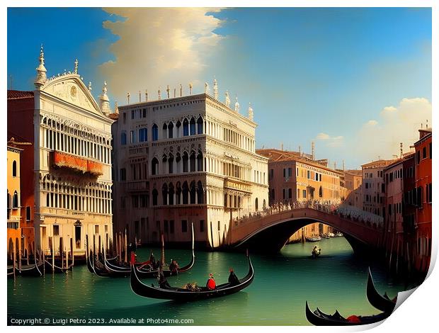 Serene Gondolas Glide Through Venice's Grand Canal Print by Luigi Petro