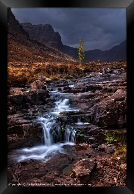 Bealach na Ba Russell Burn NC500 Scotland. Framed Print by Barbara Jones
