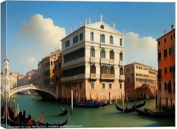  Gondolas Gliding Along the Grand Canal. Canvas Print by Luigi Petro