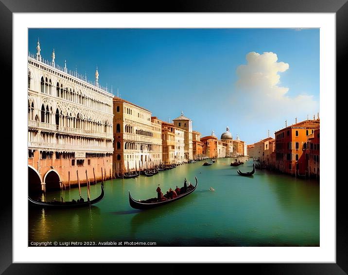 Serenity on the Grand Canal Venice. Framed Mounted Print by Luigi Petro