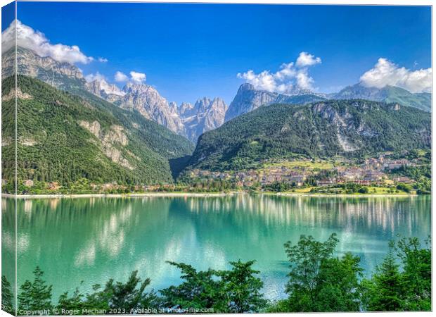 Lake Molveno and the Italian Dolomites Canvas Print by Roger Mechan