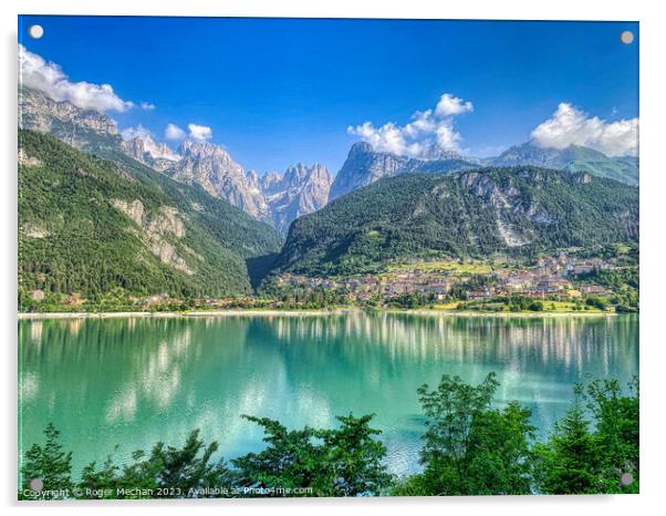 Lake Molveno and the Italian Dolomites Acrylic by Roger Mechan