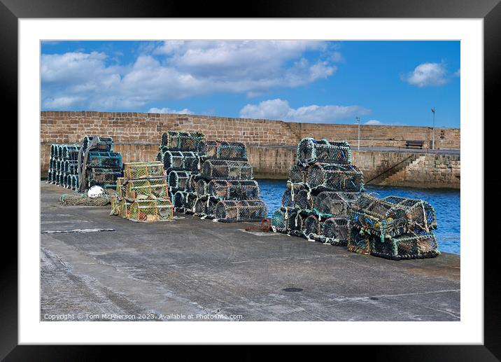Hopeman Harbour Creels  Framed Mounted Print by Tom McPherson