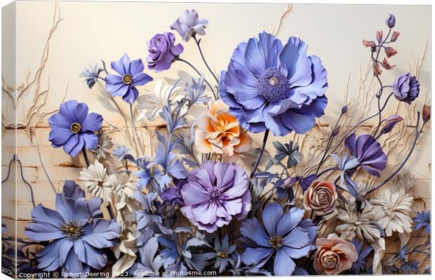 Flowers In Shades Of Blue Canvas Print by Robert Deering