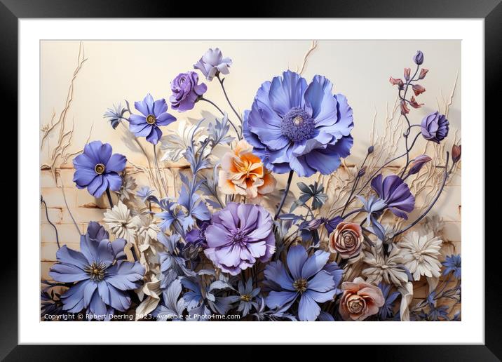 Flowers In Shades Of Blue Framed Mounted Print by Robert Deering