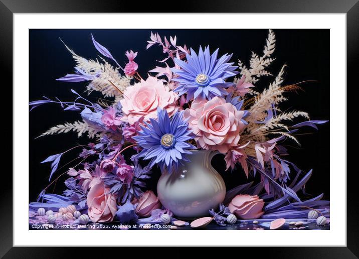 Vase full of Silk Flowers Framed Mounted Print by Robert Deering