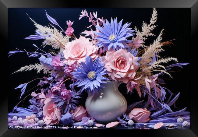 Vase full of Silk Flowers Framed Print by Robert Deering