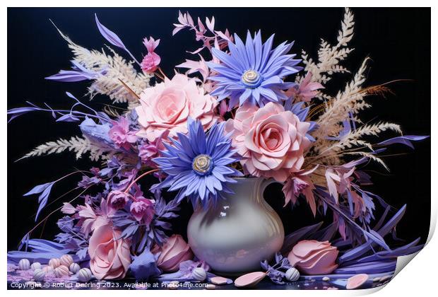 Vase full of Silk Flowers Print by Robert Deering