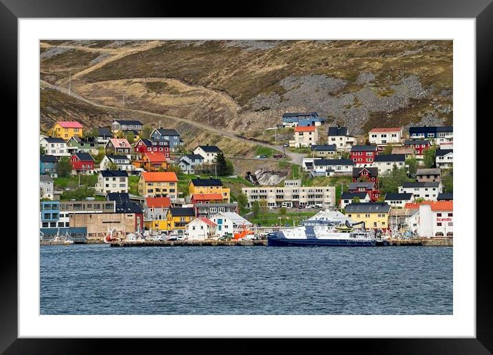 Colourful Houses in Honningsvåg in Arctic Norway. Framed Mounted Print by Martyn Arnold