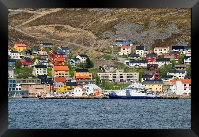 Colourful Houses in Honningsvåg in Arctic Norway. Framed Print by Martyn Arnold