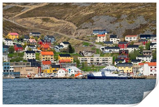 Colourful Houses in Honningsvåg in Arctic Norway. Print by Martyn Arnold
