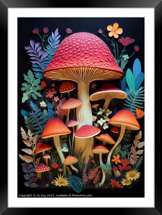 Colourful Mushroom Art Framed Mounted Print by Craig Doogan Digital Art