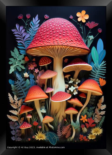 Colourful Mushroom Art Framed Print by Craig Doogan Digital Art