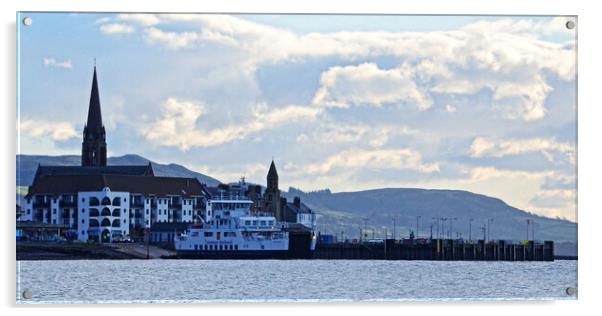 CalMac ferry at Largs, Ayrshire Acrylic by Allan Durward Photography