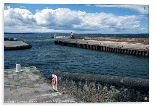 "Lighthouse Haven: The Iconic Burghead Pier" Acrylic by Tom McPherson