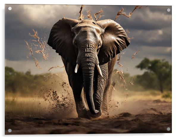 African Bull Elephant Acrylic by Steve Smith